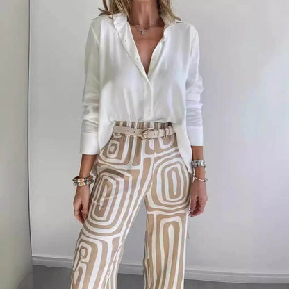 Hanna™ - Stilrent Blus & Byx Set i 2 Delar