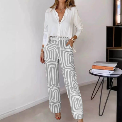 Hanna™ - Stilrent Blus & Byx Set i 2 Delar