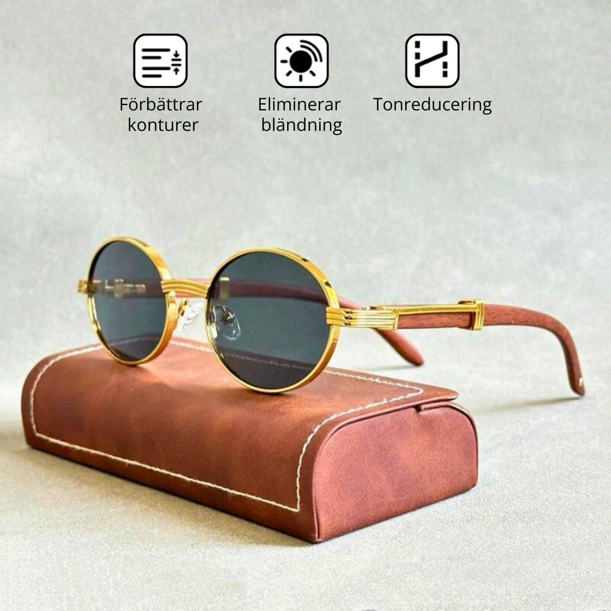 Luca Fiorentini – Retro Ovala Solglasögon med Antireflex